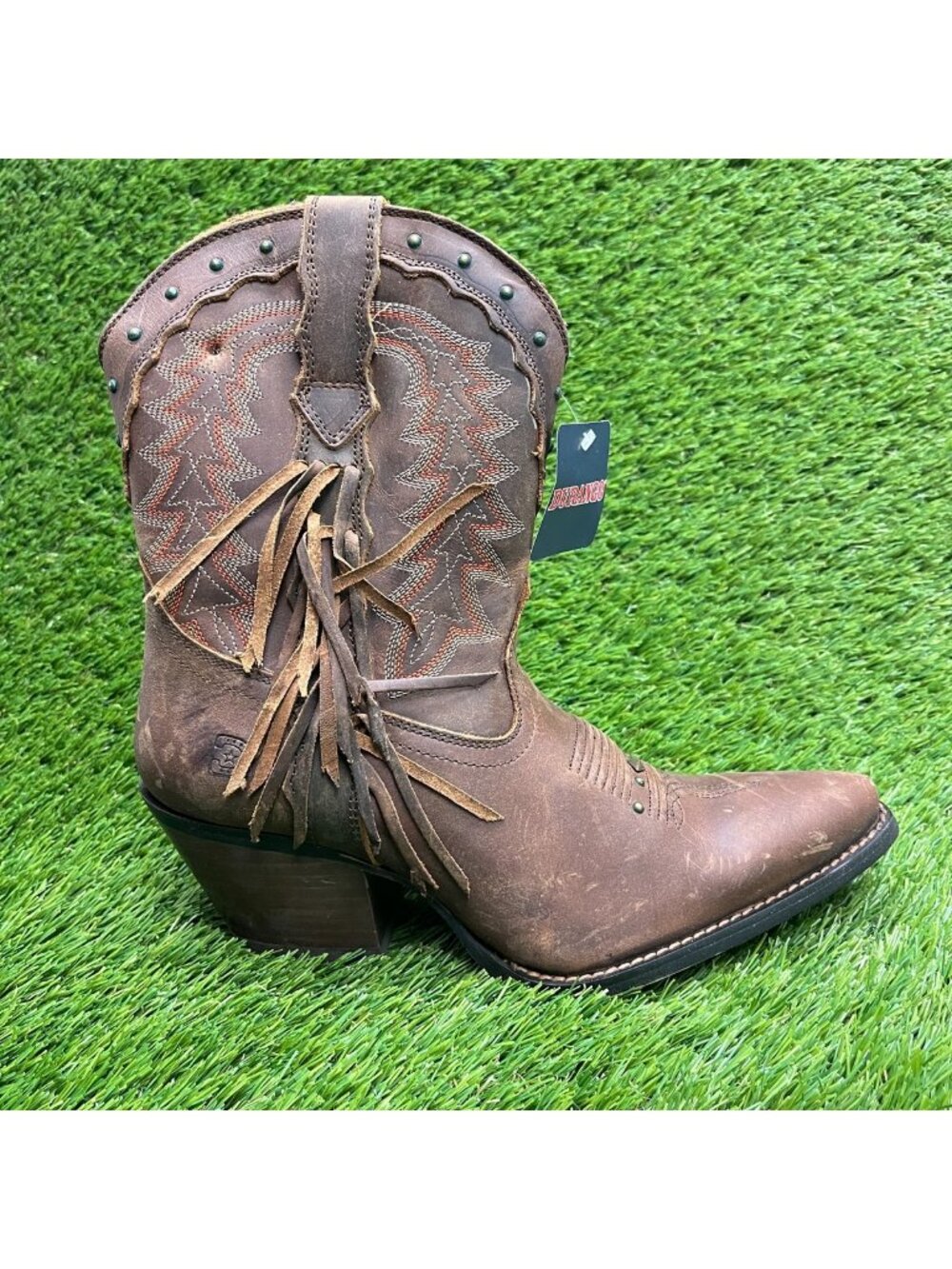 Durango Crush Women Size 7.5 Brown Cowgirl Western Snip Toe Zip Up Fashion Boots